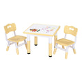 Keezi Kids Table and 2 Chairs Set Height Adjustable Toddler Desk and Chair Set for Ages 3-8, Activity Table with Graffiti Desktop for Learning Drawing Playing, Yellow