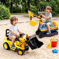 Keezi Kids Ride On Toy Car Bulldozer and Digger with Helmet Outdoor Sandpit Toys Yellow