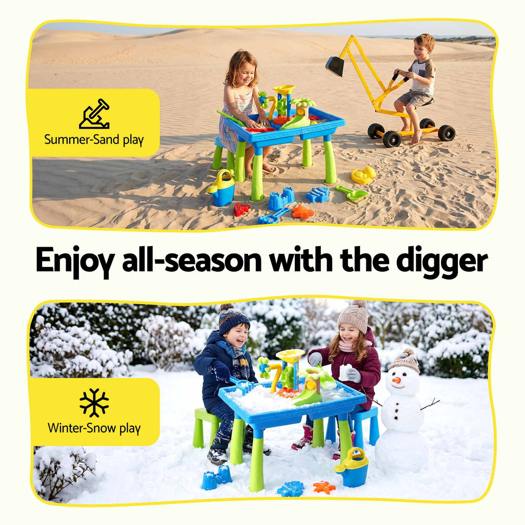 Keezi Ride On Digger with Sand and Water Table Sandpit Toys Set