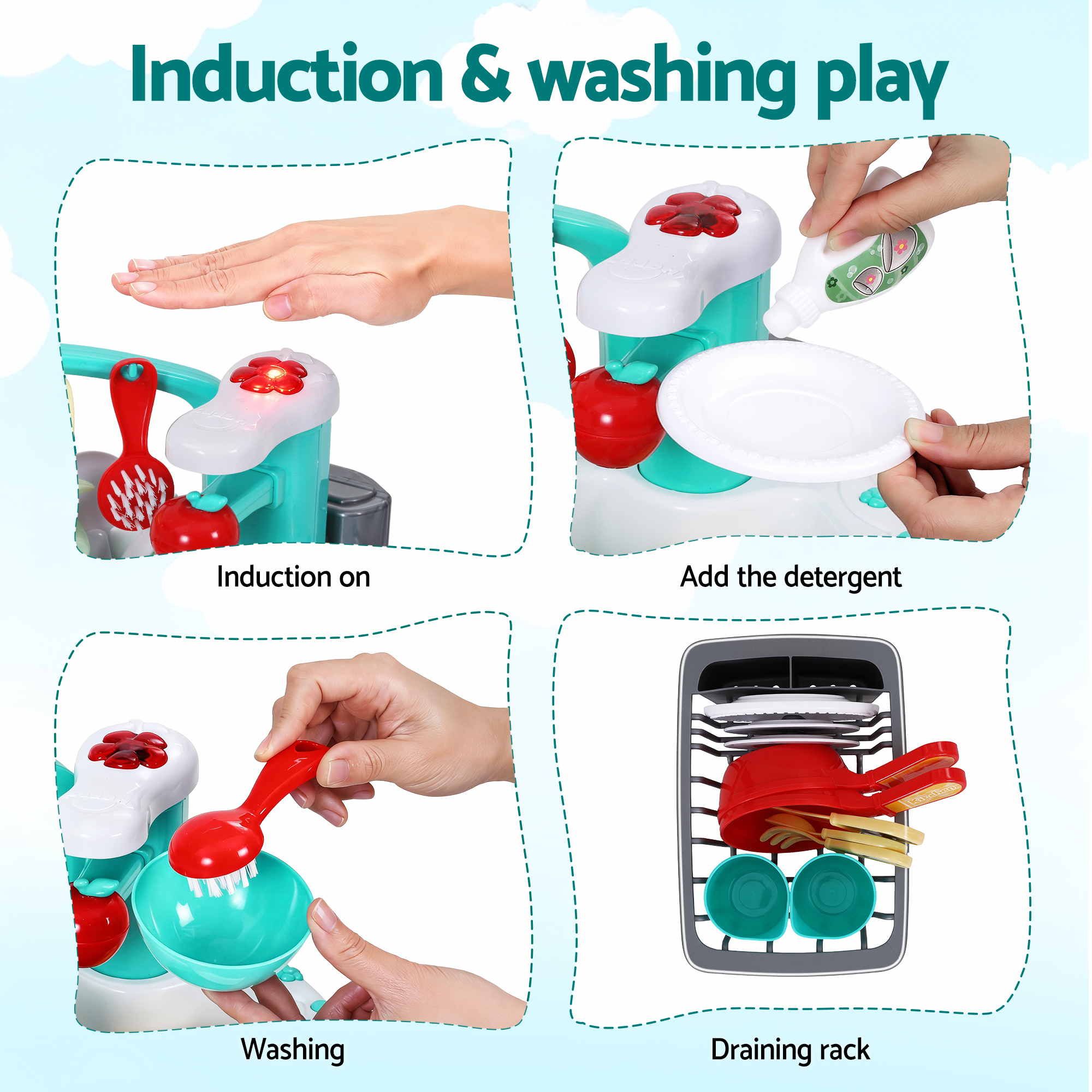 Keezi 2 Piece Kids Pretend Kitchen and Washing Playset Sink Toys