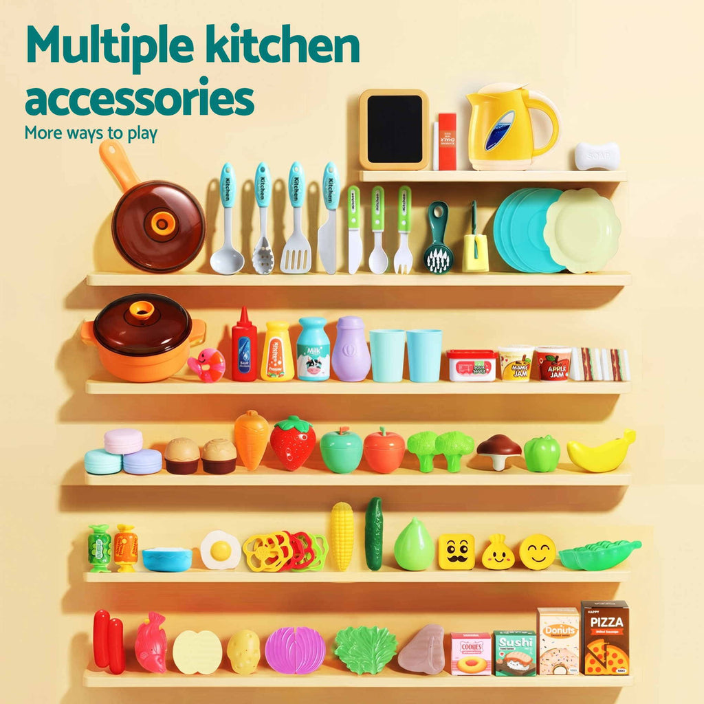 Keezi 2 Piece Kids Pretend Kitchen Playset Water Toys Fishing Game Food Play