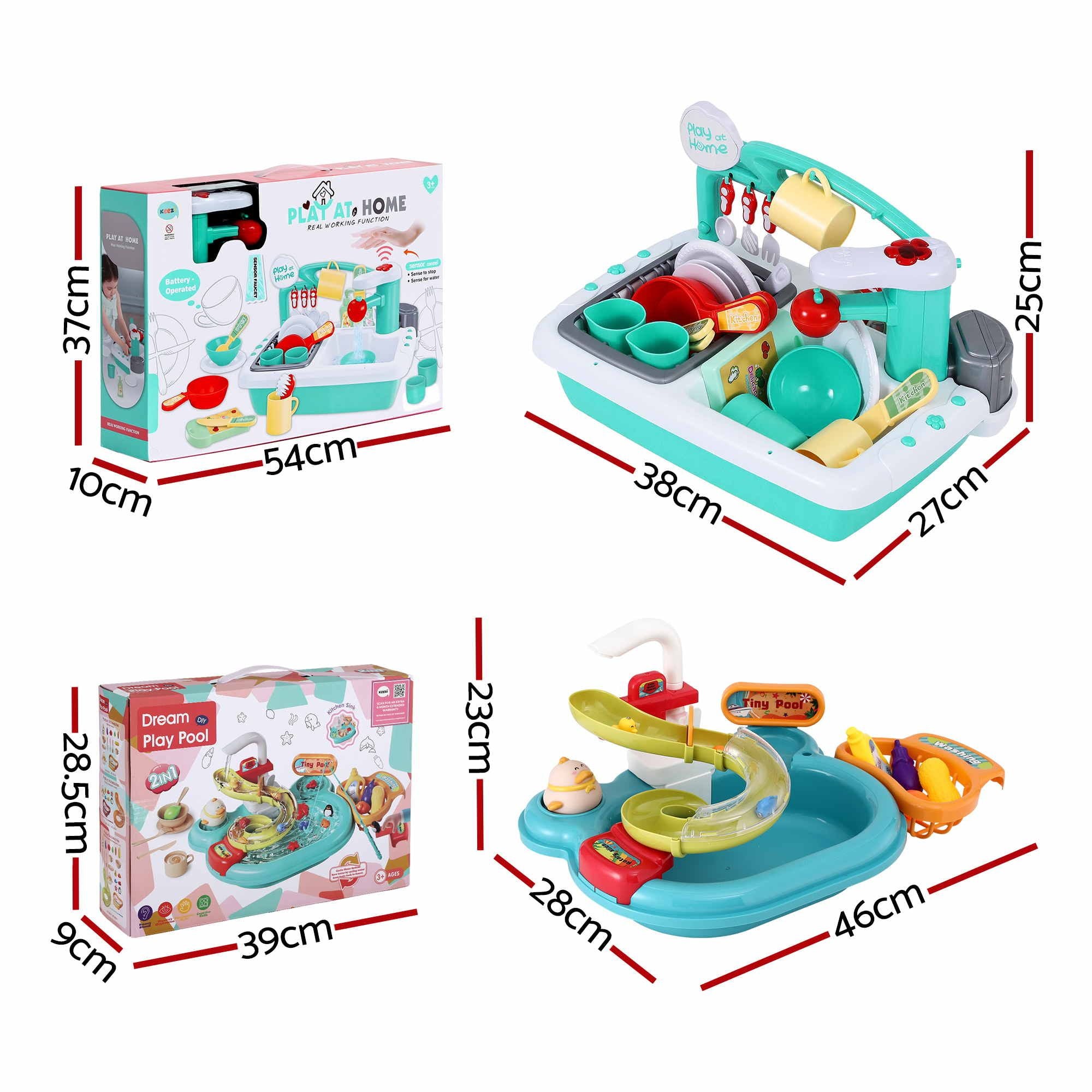 Keezi Kids Pretend Kitchen Sink and Water Playset Fishing Game Toys Play food