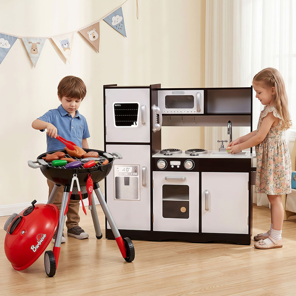 Keezi Kids Kitchen Playset BBQ Grill Toy with Wooden Pretend Play Set 80cm