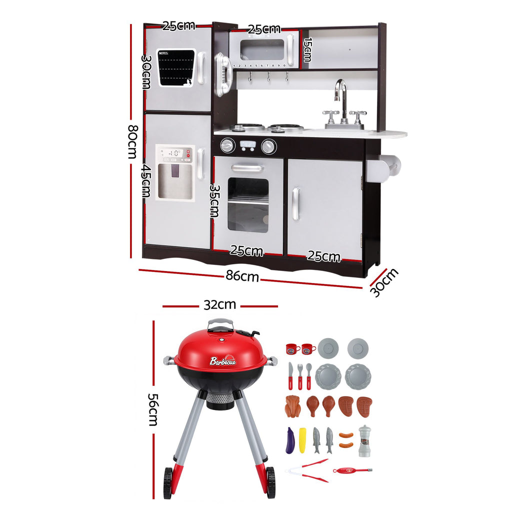 Keezi Kids Kitchen Playset BBQ Grill Toy with Wooden Pretend Play Set 80cm