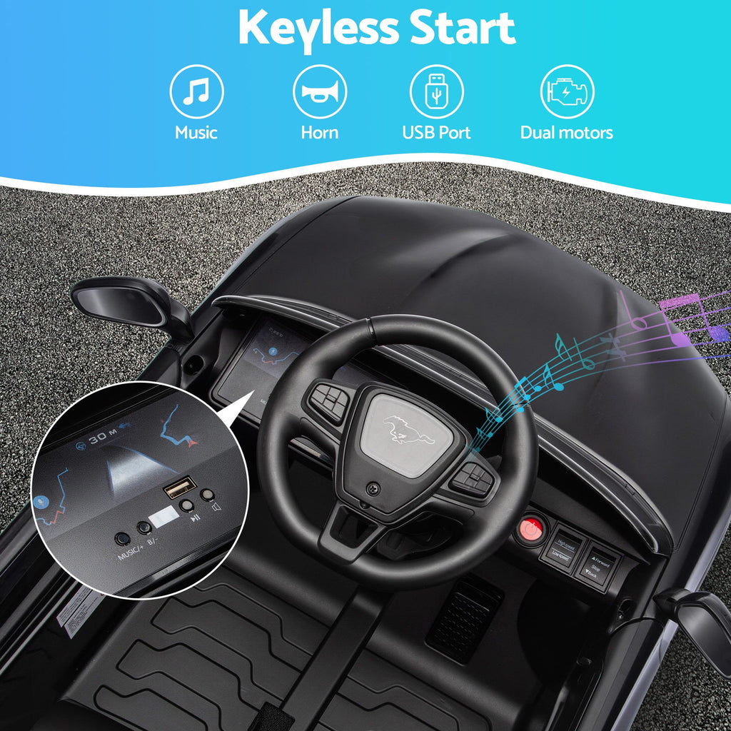 Kids Ride On Car 12V Licensed Ford Electric Toy with Remote Control Horn Music 97x61cm Black