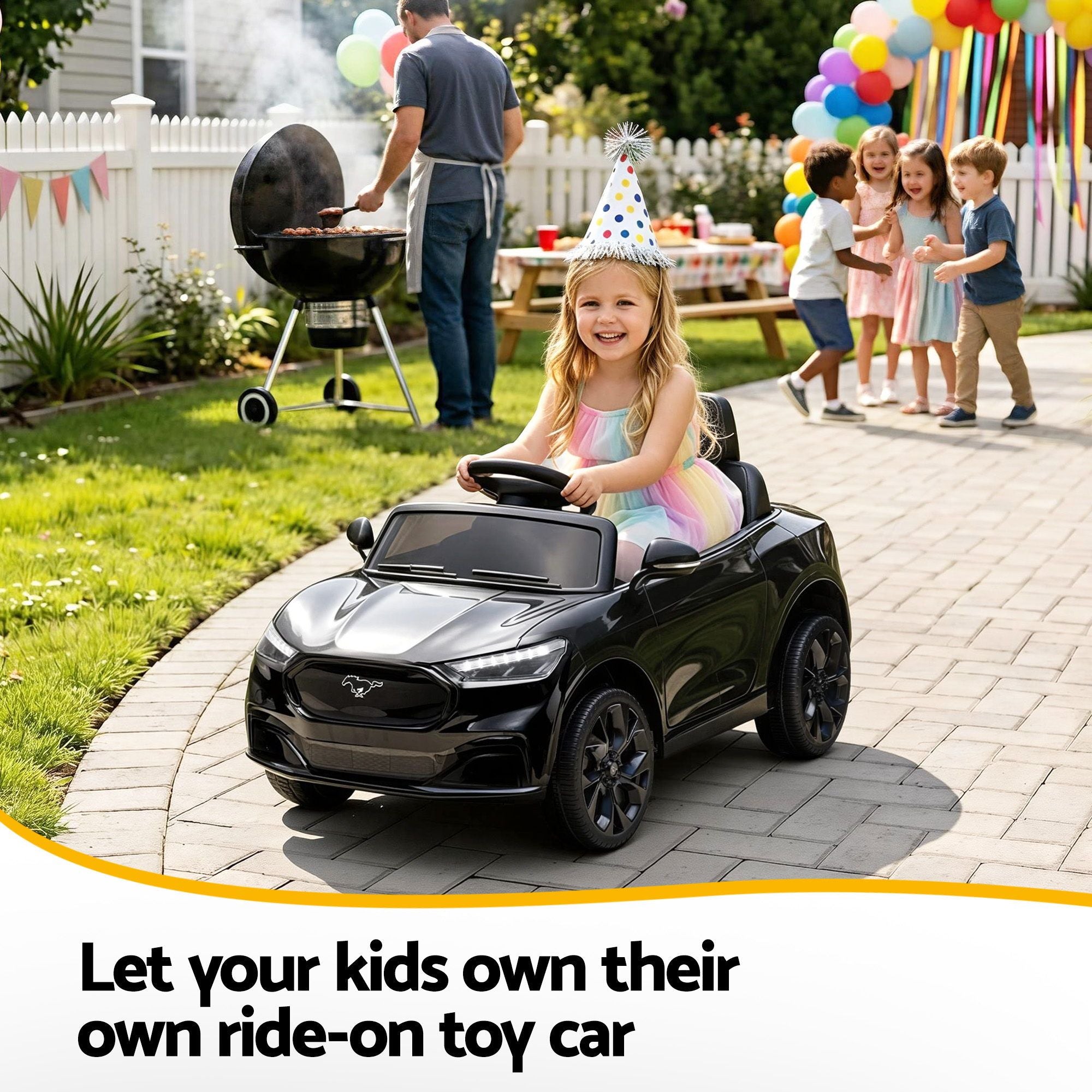 Kids Ride On Car 12V Licensed Ford Electric Toy with Remote Control Horn Music 97x61cm Black