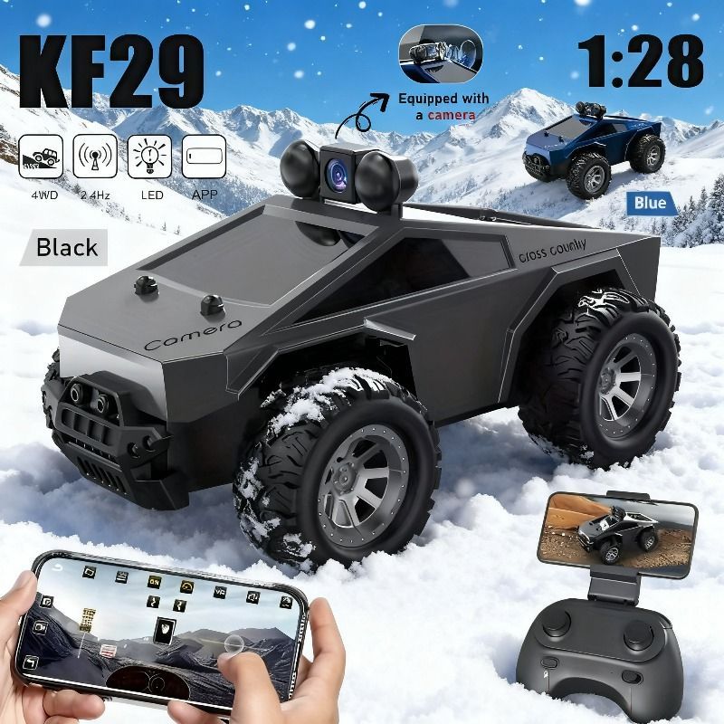KF29 FPV remote control truck, camera remote control car, 1:28 scale RC truck, app controlled RC car, 2.4GHz dual-speed RC vehicle, alloy body remote control truck, adjustable lights RC toy, anti-interference remote control truck, gift for boys, gift for