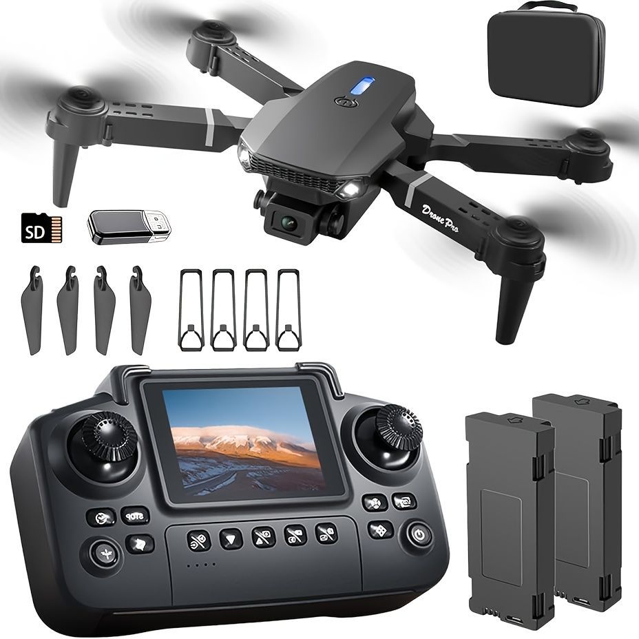 S2 MAX drone, dual-camera drone, upgraded remote control, ESC camera, long-lasting battery, 360° intelligent infrared flight, flying toy, drone gift, beginner drone, FPV drone - Black - Size Two batteries