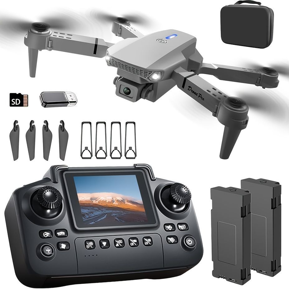 S2 MAX drone, dual-camera drone, upgraded remote control, ESC camera, long-lasting battery, 360° intelligent infrared flight, flying toy, drone gift, beginner drone, FPV drone - Black - Size Two batteries