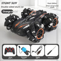 2.4G remote control car, electric stunt car, drifting car, spray function, kids toy car, double-sided stunt car, watch remote control, outdoor RC toy, rechargeable toy car - Black and orange - Size Dual-control