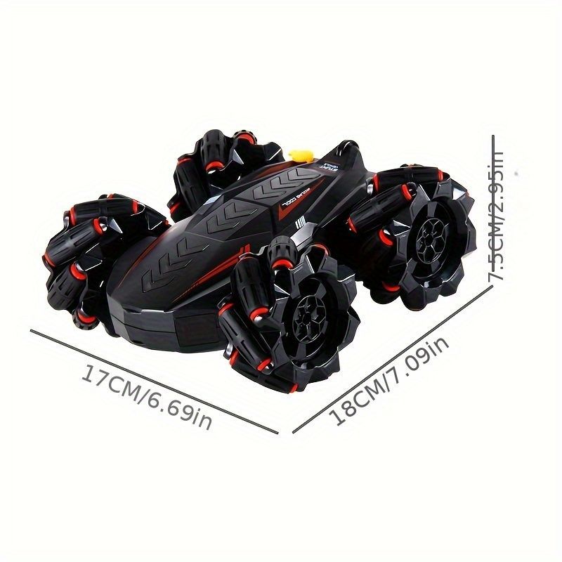 2.4G remote control car, electric stunt car, drifting car, spray function, kids toy car, double-sided stunt car, watch remote control, outdoor RC toy, rechargeable toy car - Blue - Size Dual-control