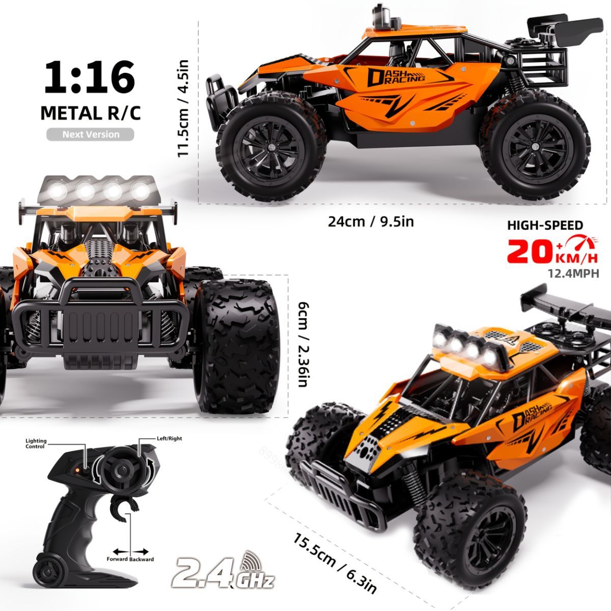 1:16 metal RC car, high-speed drifting, off-road racing car, boys toy car, 2.4GHz remote control, outdoor play toy, drift car, remote control car for kids, Australian toy - Black - Size variable speed