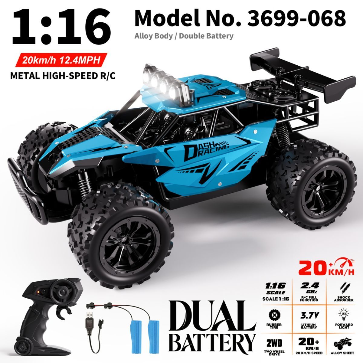 1:16 metal RC car, high-speed drifting, off-road racing car, boys toy car, 2.4GHz remote control, outdoor play toy, drift car, remote control car for kids, Australian toy - Blue - Size variable speed