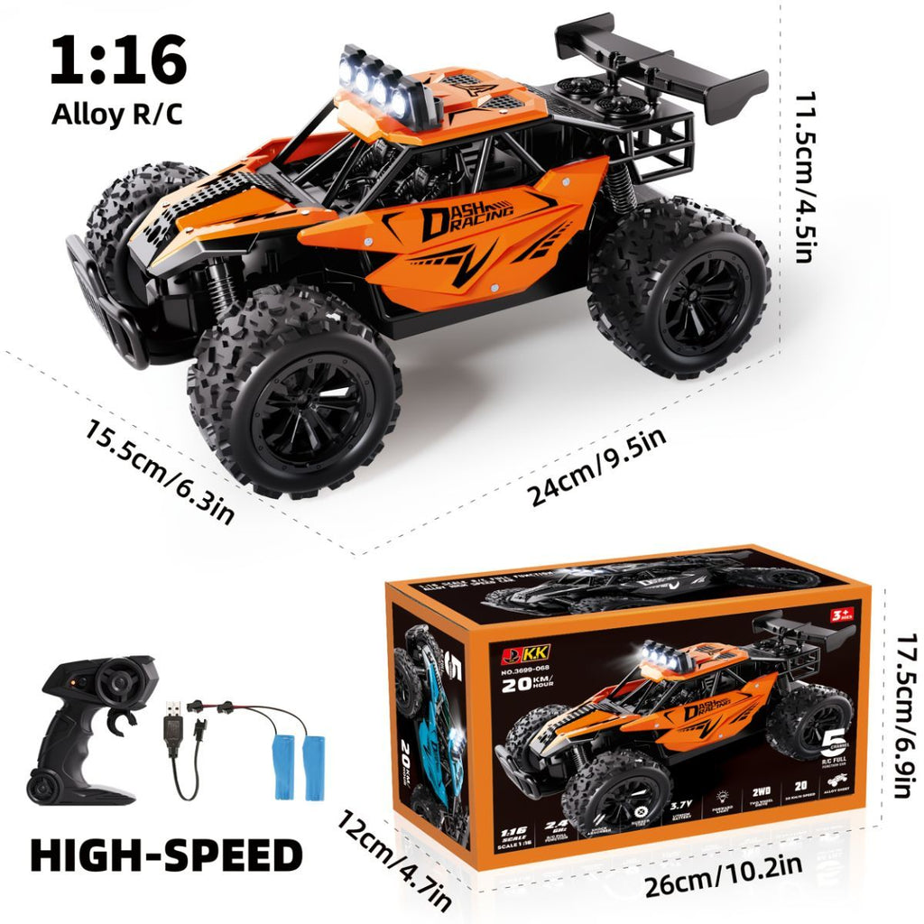 1:16 metal RC car, high-speed drifting, off-road racing car, boys toy car, 2.4GHz remote control, outdoor play toy, drift car, remote control car for kids, Australian toy - Orange - Size variable speed