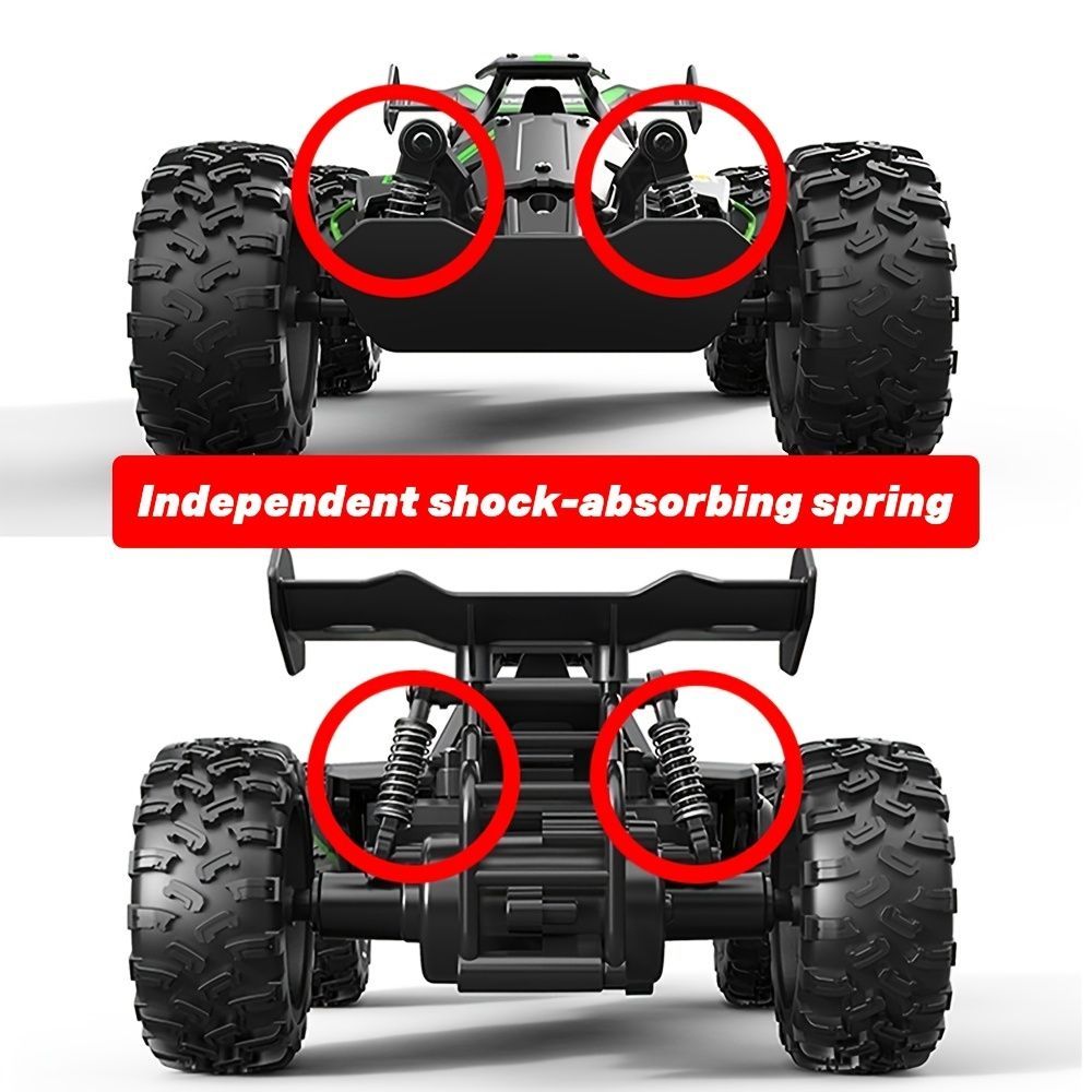 2.4G remote control car, high-speed off-road car, remote control toy for kids, four-wheel drive car, RC car with lights, outdoor toy Australia, gift for kids - Red - Size Dual-batteries