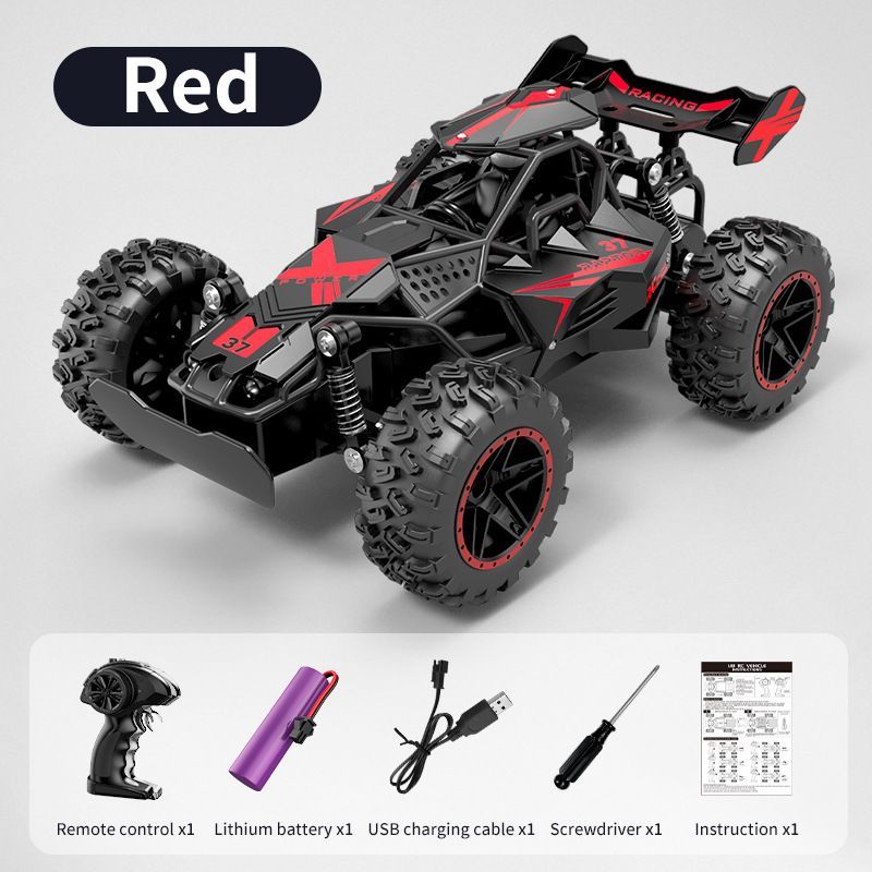 2.4G remote control car, high-speed off-road car, remote control toy for kids, four-wheel drive car, RC car with lights, outdoor toy Australia, gift for kids - Red - Size Three-electric systems