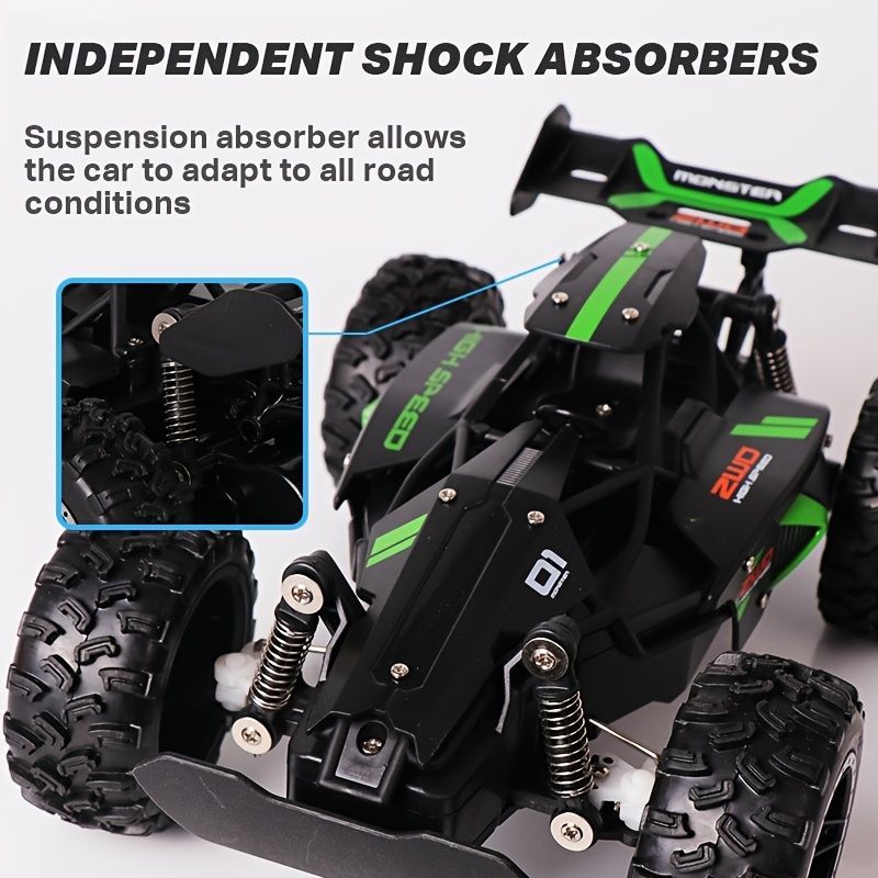 2.4G remote control car, high-speed off-road car, remote control toy for kids, four-wheel drive car, RC car with lights, outdoor toy Australia, gift for kids - Red - Size Three-electric systems
