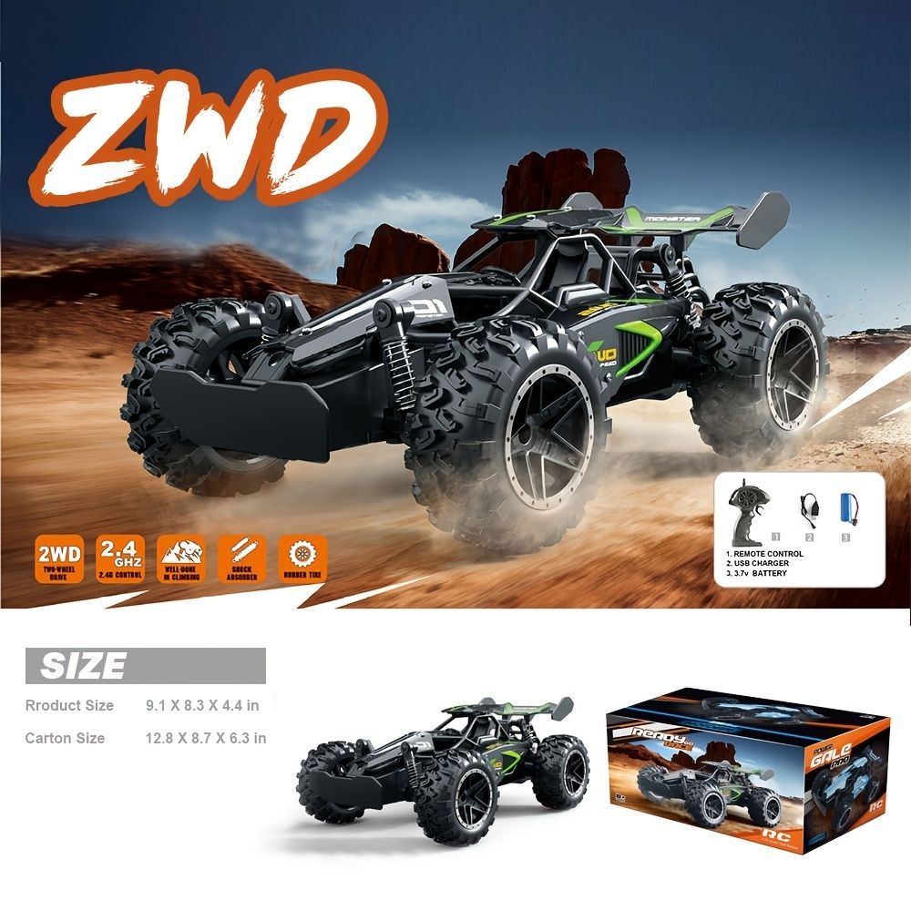 2.4G remote control car, high-speed off-road car, remote control toy for kids, four-wheel drive car, RC car with lights, outdoor toy Australia, gift for kids - Red - Size Three-electric systems