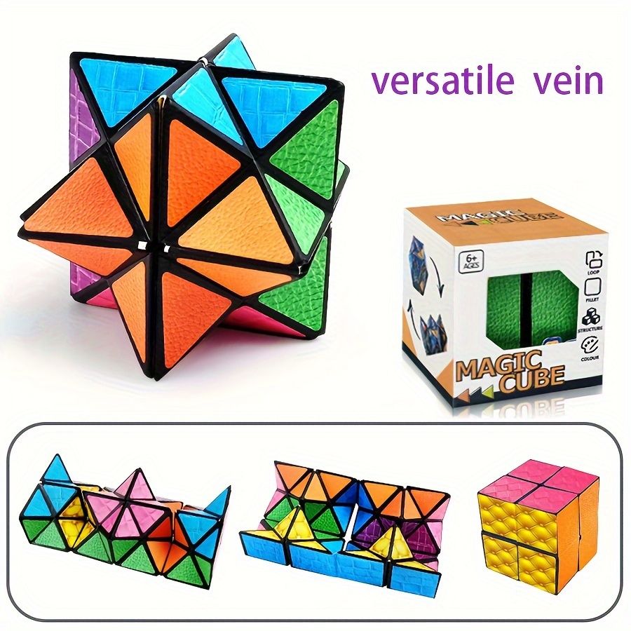 Infinite Cube - 3D Hexagonal Puzzle Toy, Space Geometry Flip Toy, Enhance Brain Ability and Relax, Mixed Color, ABS Material