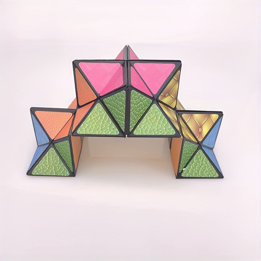 Infinite Cube - 3D Hexagonal Puzzle Toy, Space Geometry Flip Toy, Enhance Brain Ability and Relax, Mixed Color, ABS Material