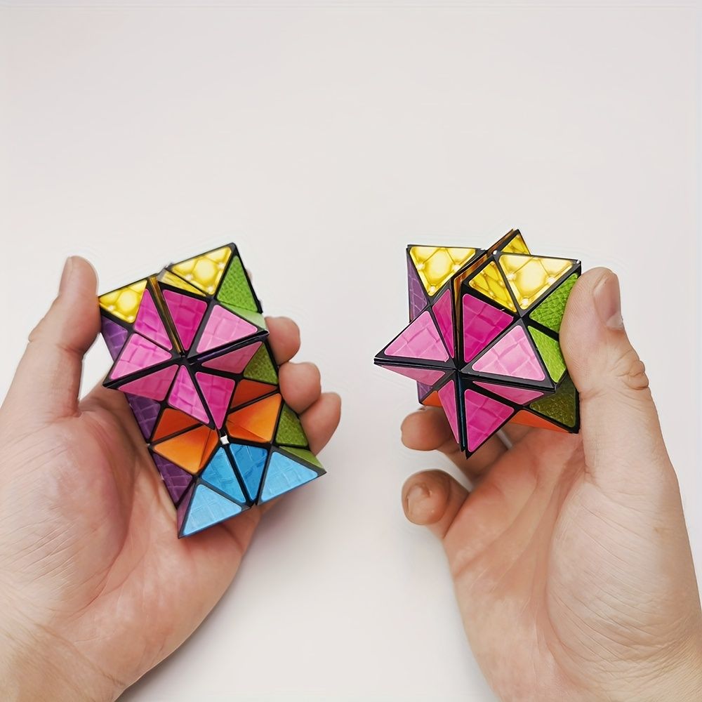 Infinite Cube - 3D Hexagonal Puzzle Toy, Space Geometry Flip Toy, Enhance Brain Ability and Relax, Mixed Color, ABS Material