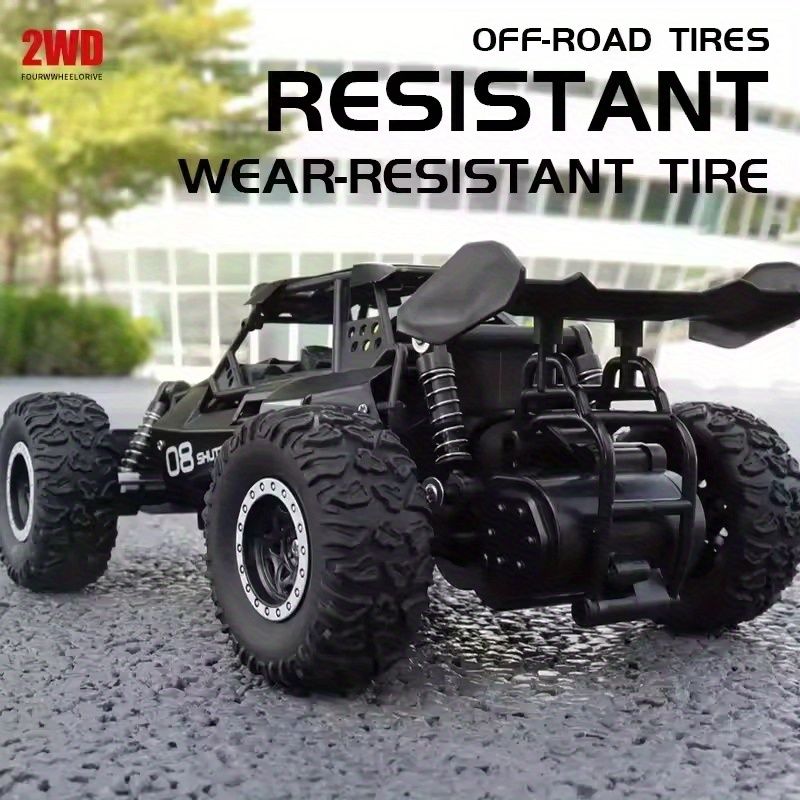 All terrain electric toy car, 1:16 scale model car, 2.4GHz R / C off-road car, top speed of 20 km / h, with headlights and shock absorbers, suitable for birthday gifts for boys over 3 years old