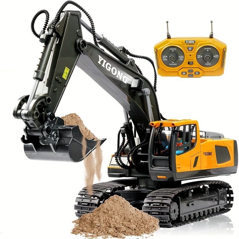 2.4G Remote Control Excavator Alloy Excavator Model Engineering Car Remote Control Car Boy Girl Unlimited Rotation - Larger 1/18 Scale Remote Control Excavator