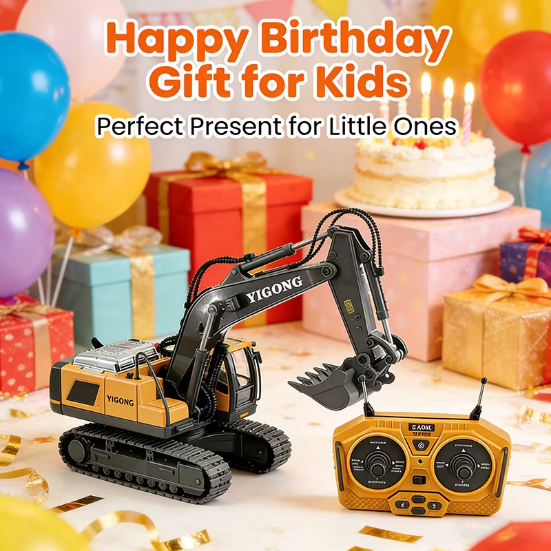 2.4G Remote Control Excavator Alloy Excavator Model Engineering Car Remote Control Car Boy Girl Unlimited Rotation - Larger 1/18 Scale Remote Control Excavator