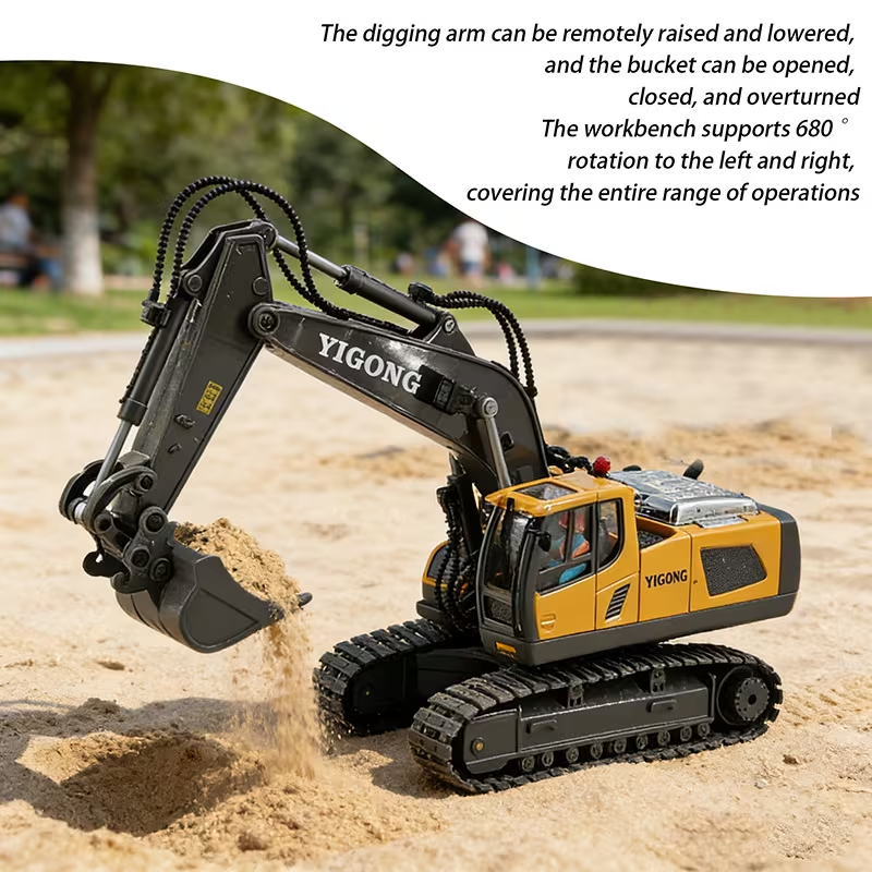 2.4G Remote Control Excavator Alloy Excavator Model Engineering Car Remote Control Car Boy Girl Unlimited Rotation - Larger 1/18 Scale Remote Control Excavator