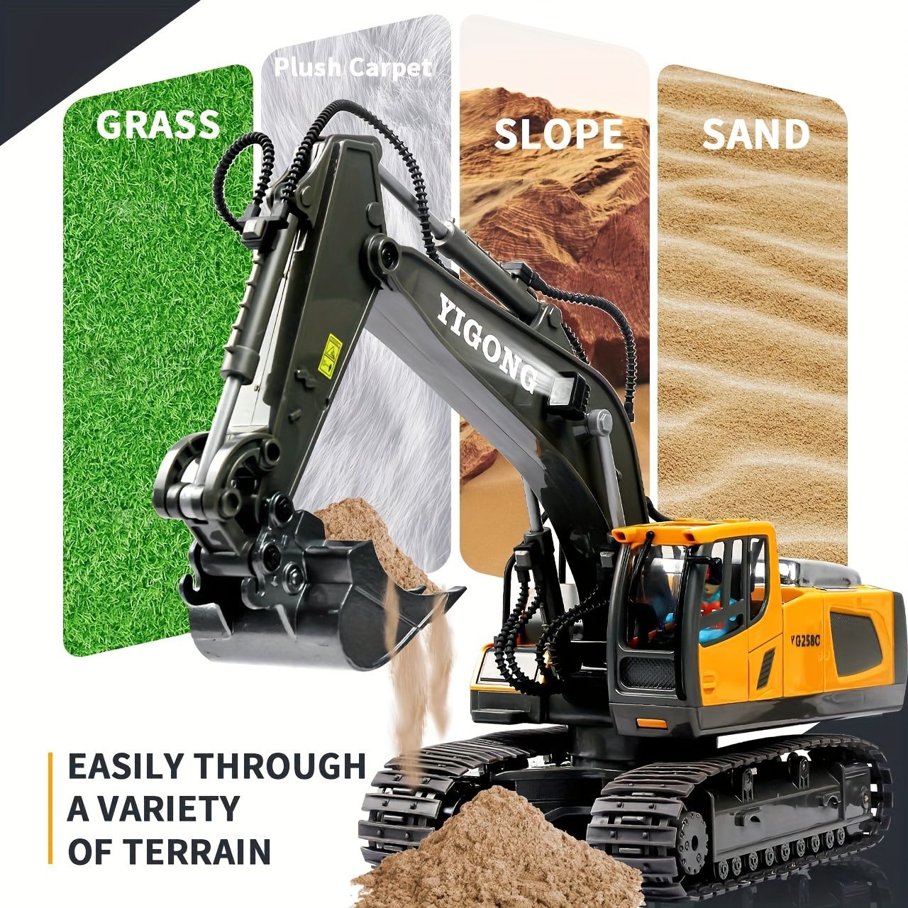 2.4G Remote Control Excavator Alloy Excavator Model Engineering Car Remote Control Car Boy Girl Unlimited Rotation - Larger 1/18 Scale Remote Control Excavator