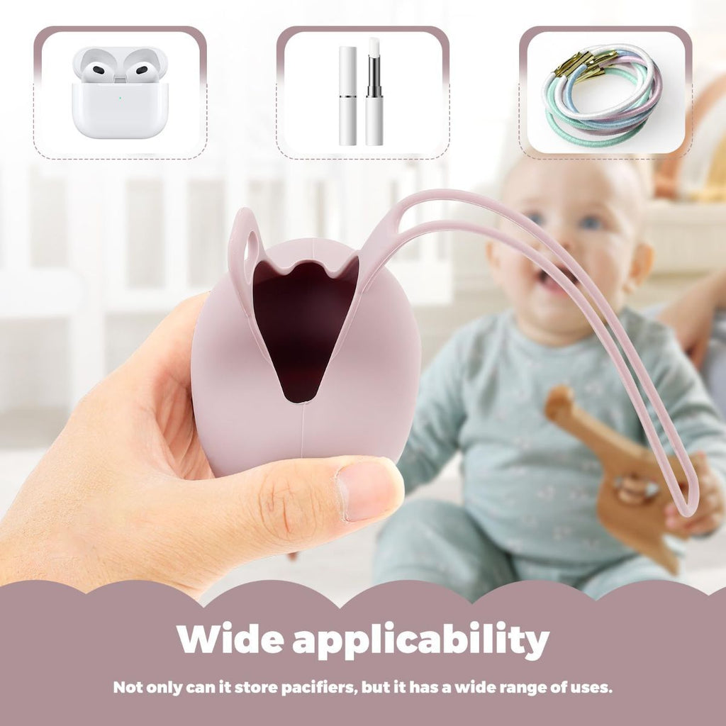 3Pcs Pacifier Holder Case, Safe and Soft Material Pacifier Pouch, Food Grade Silicone Pacifier Case, Star Shape, Protective Pacifier Storage Case for Diaper Bag Stroller - Purple-Beige-Pink - Size 95mm