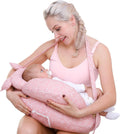 Multipurpose Nursing Pillow with Adjustable Waist Strap & Removable Cover for Feeding, Tummy Time & Nap Support (Pink)