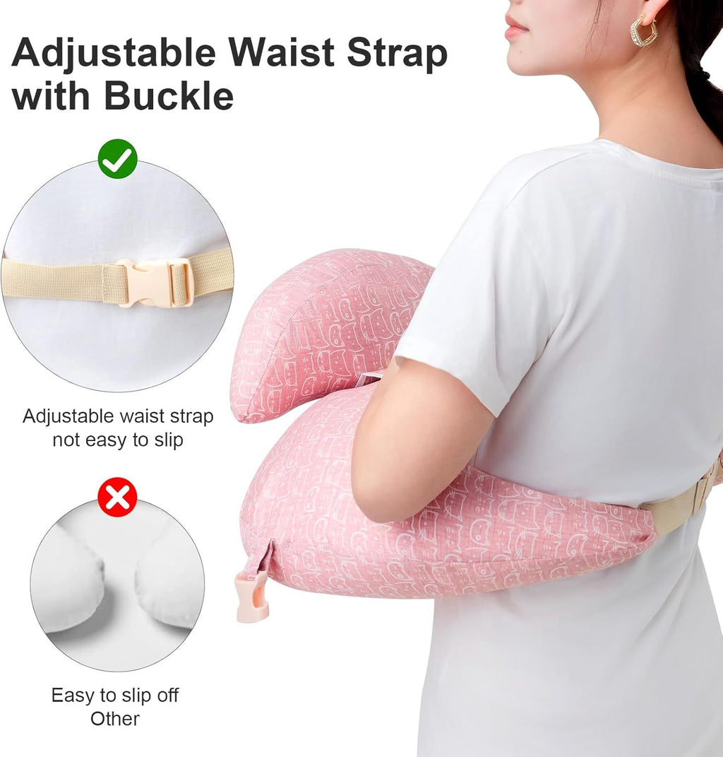 Multipurpose Nursing Pillow with Adjustable Waist Strap & Removable Cover for Feeding, Tummy Time & Nap Support (Grey)