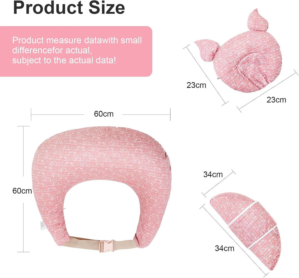 Multipurpose Nursing Pillow with Adjustable Waist Strap & Removable Cover for Feeding, Tummy Time & Nap Support (Grey)