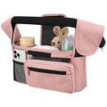 Universal Stroller Organizer with Insulated Cup Holders, Detachable Wristlet & Adjustable Shoulder Strap for Diapers, Bottles & Essentials (Pink)