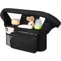 Universal Stroller Organizer with Insulated Cup Holders, Detachable Wristlet & Adjustable Shoulder Strap for Diapers, Bottles & Essentials (Black)
