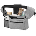 Universal Stroller Organizer with Insulated Cup Holders, Detachable Wristlet & Adjustable Shoulder Strap for Diapers, Bottles & Essentials (Grey)