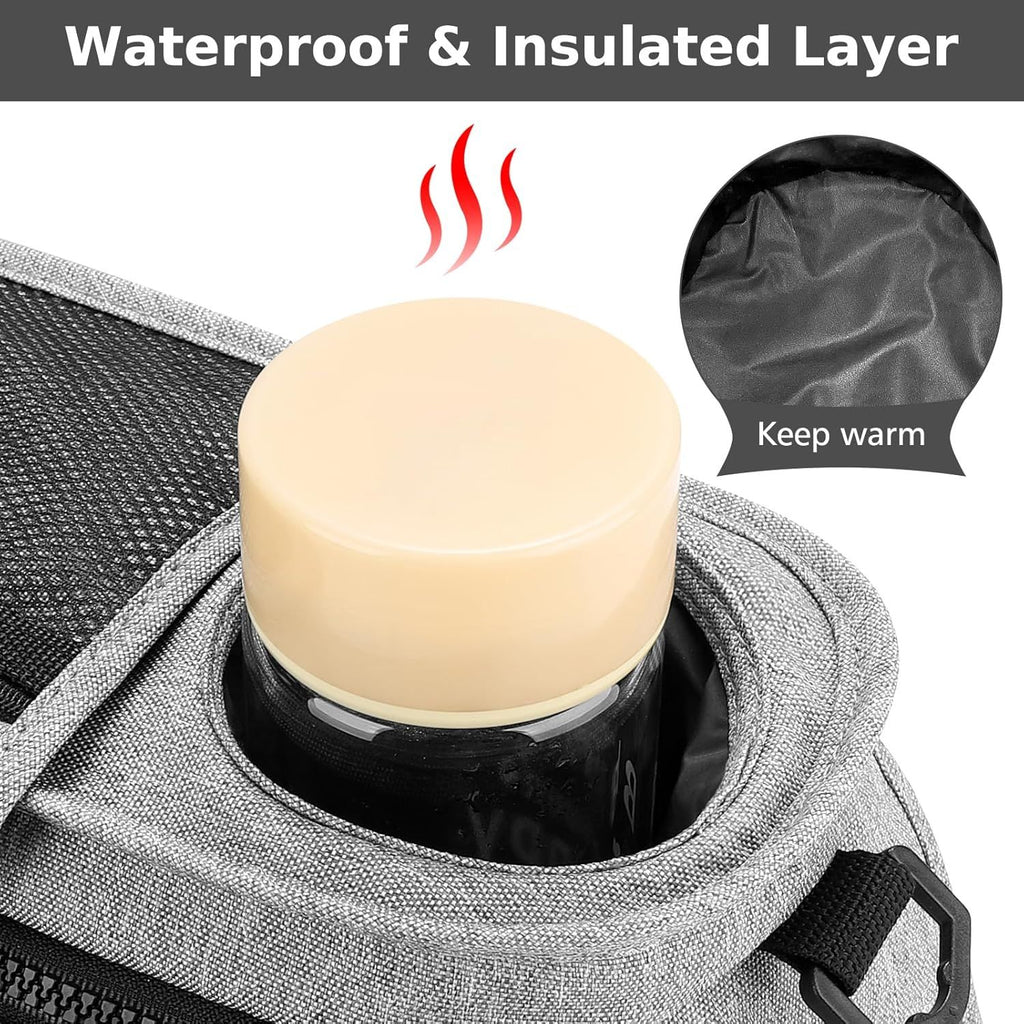 Universal Stroller Organizer with Insulated Cup Holders, Detachable Wristlet & Adjustable Shoulder Strap for Diapers, Bottles & Essentials (Grey)