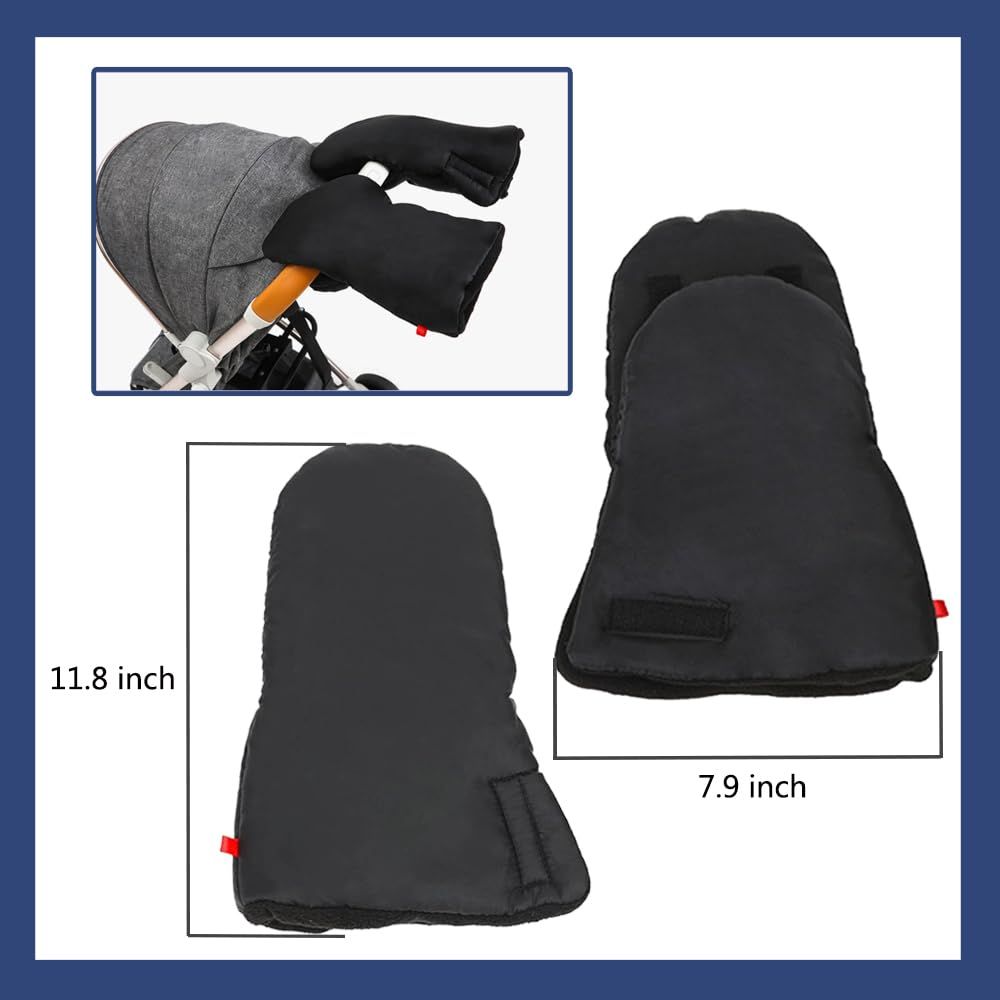 Stroller Hand Muff - Waterproof and Frost-Resistant - Extra Thick and Warm - Black - Unisex Stroller Accessory