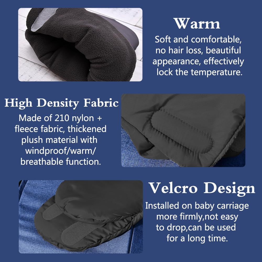Stroller Hand Muff - Waterproof and Frost-Resistant - Extra Thick and Warm - Black - Unisex Stroller Accessory