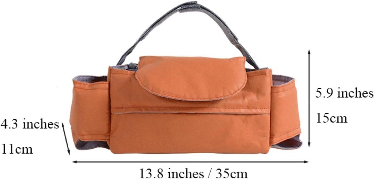 Universal Stroller Storage Bag with Cup Holder and Tissue Pocket Brown