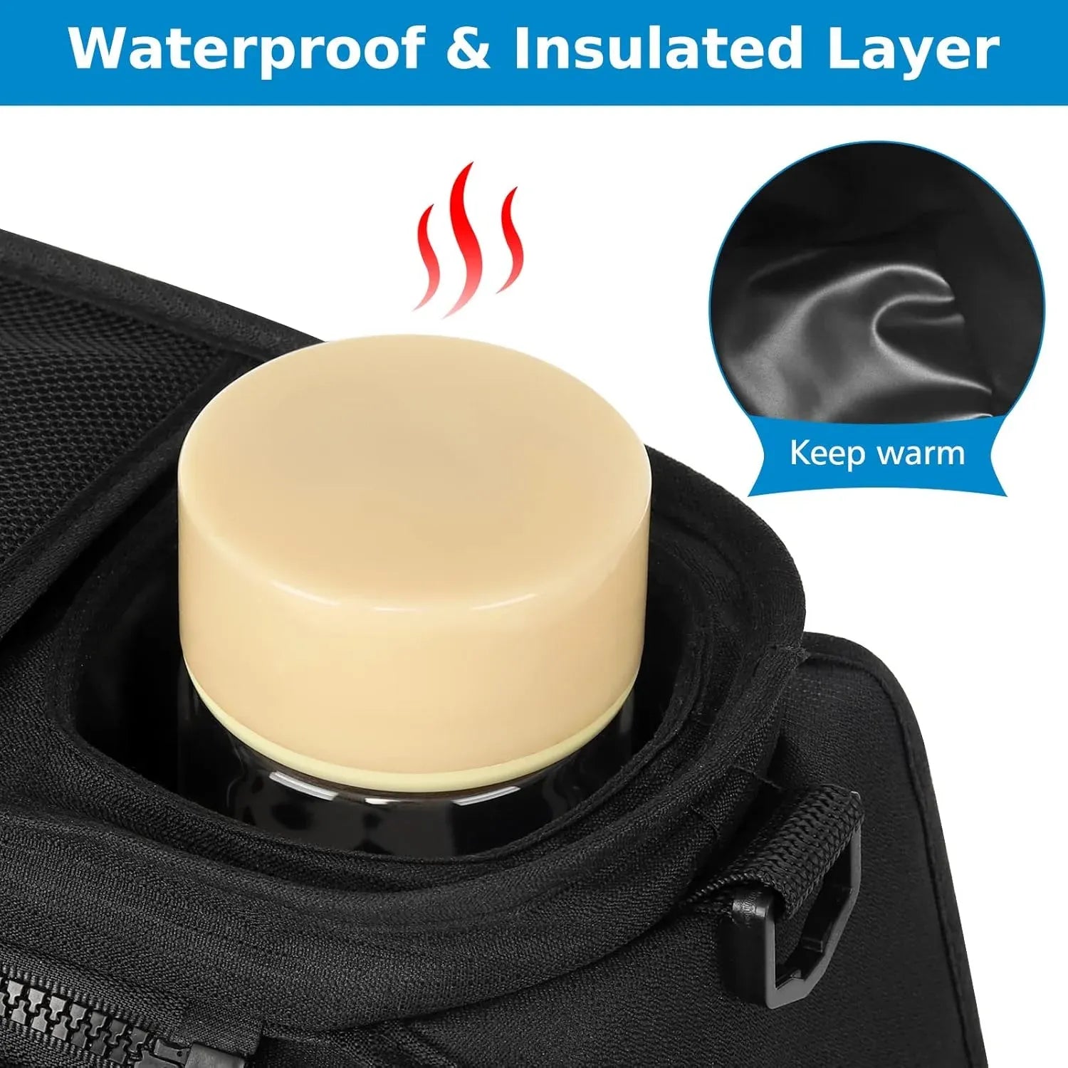 Universal Stroller Organizer, Insulated Cup Holders Detachable Phone Bag Large Storage, Black