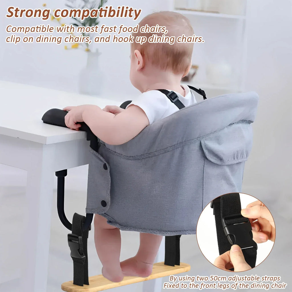 Baby High Chair Footrest, Adjustable Bamboo Foot Support with Straps for Hook On Highchairs