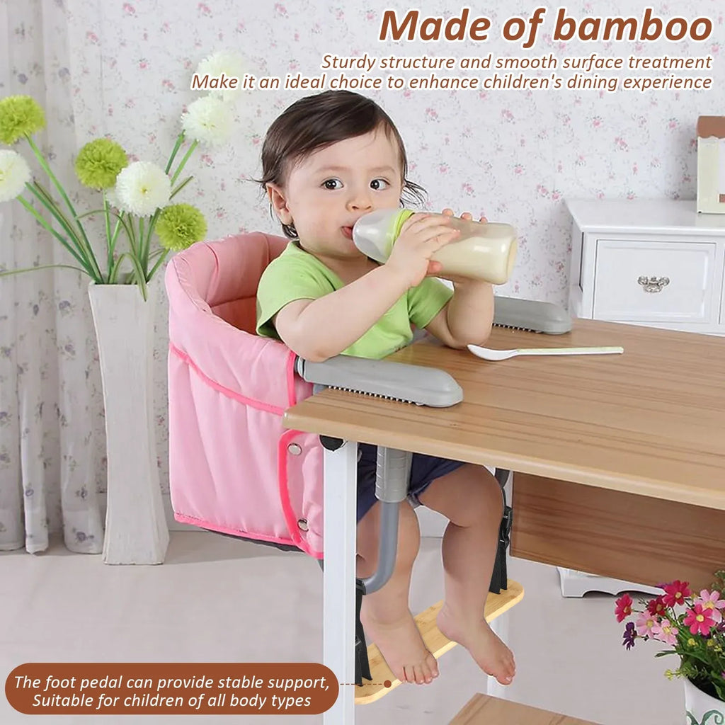 Baby High Chair Footrest, Adjustable Bamboo Foot Support with Straps for Hook On Highchairs