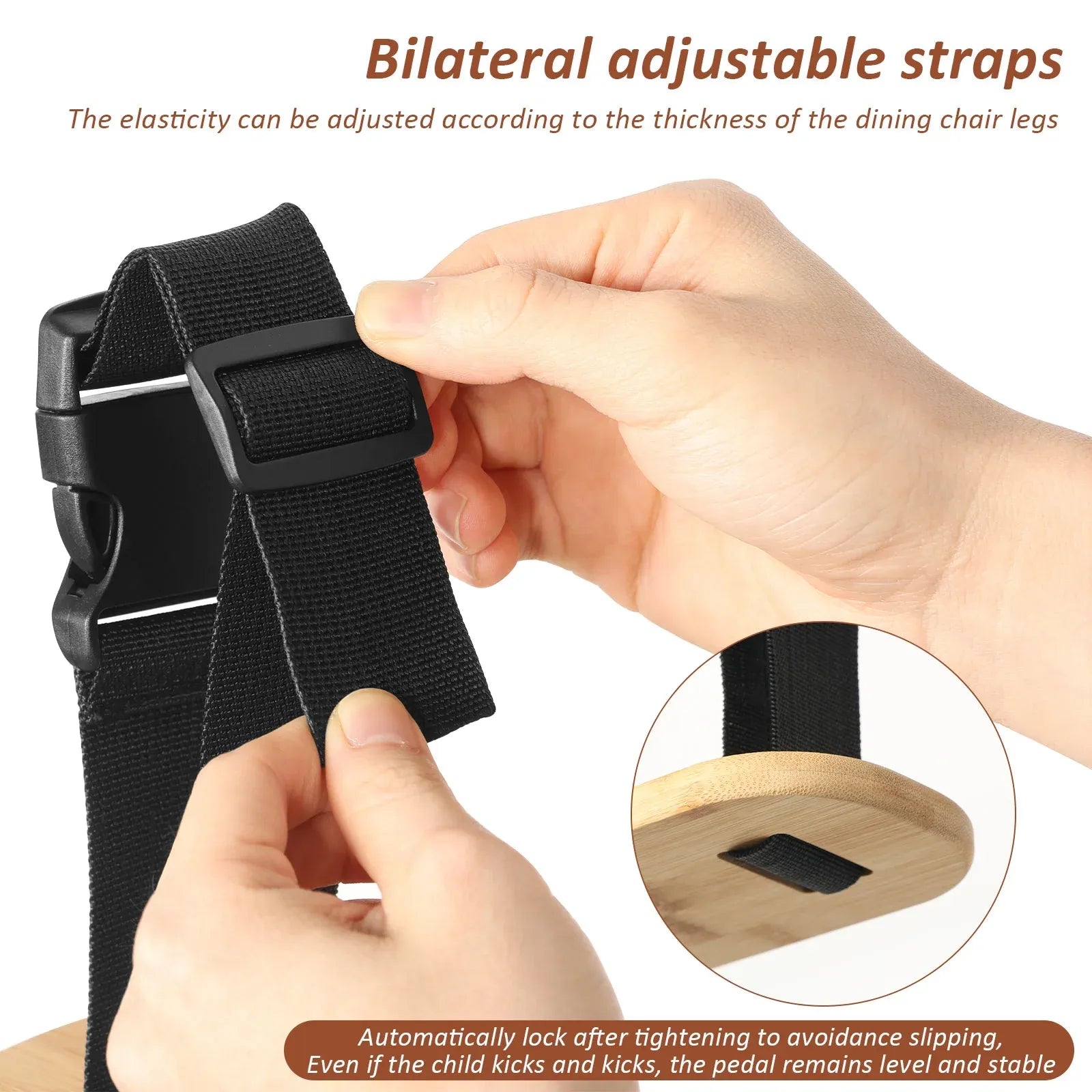Baby High Chair Footrest, Adjustable Bamboo Foot Support with Straps for Hook On Highchairs