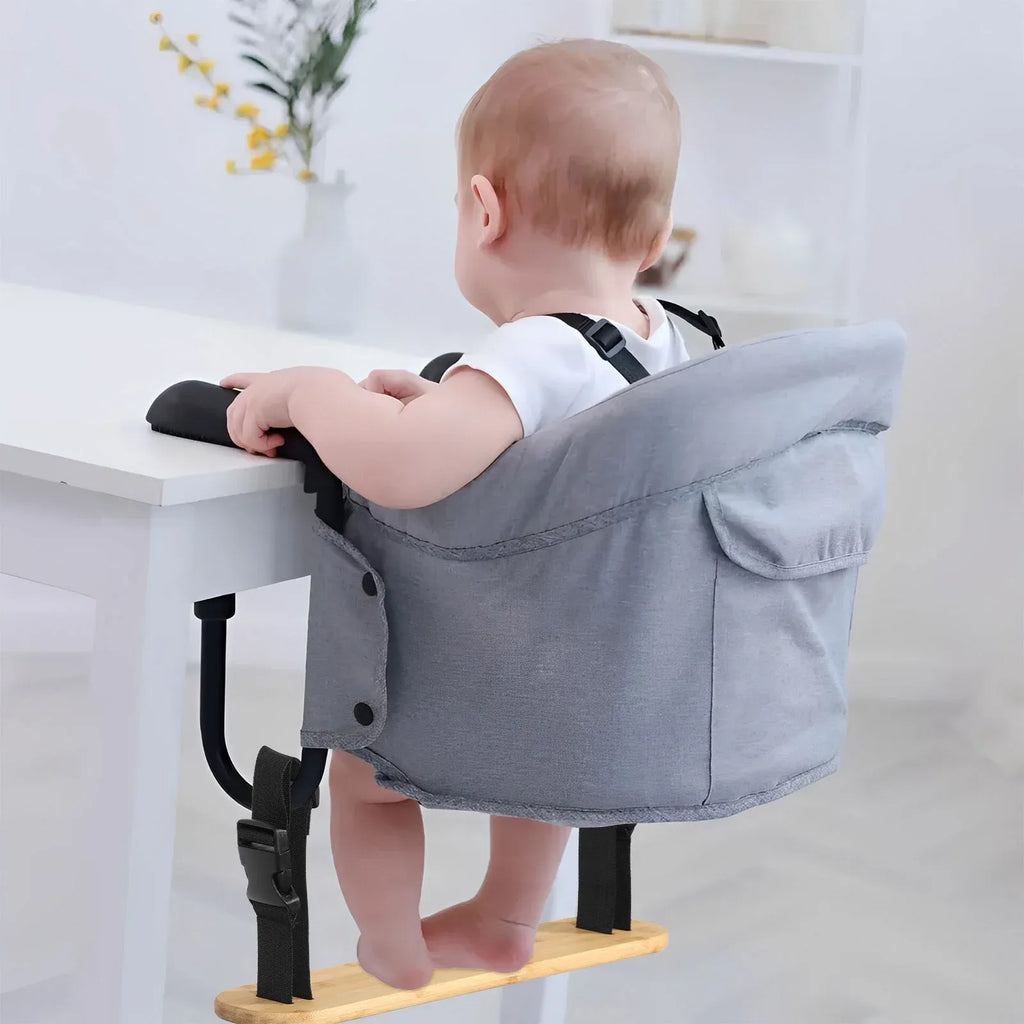 Baby High Chair Footrest, Adjustable Bamboo Foot Support with Straps for Hook On Highchairs