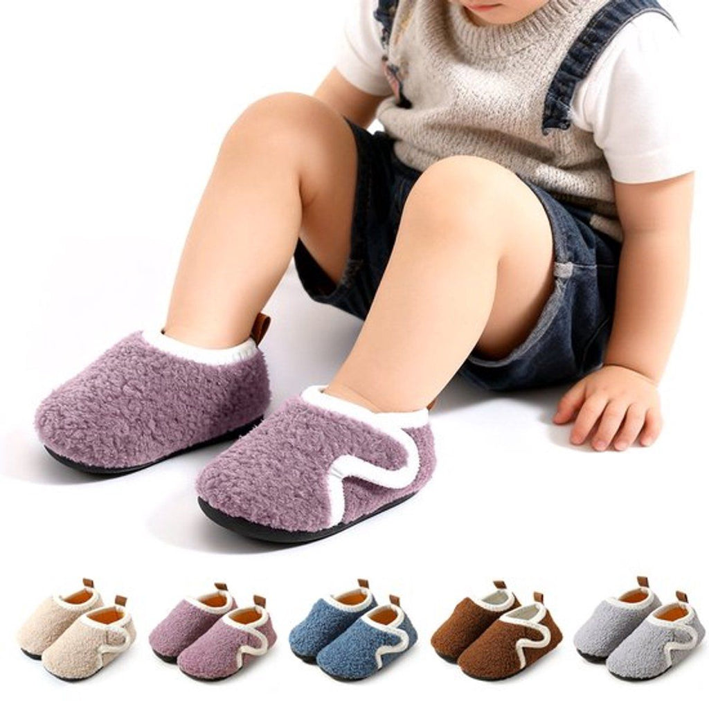 Children's Cotton Slippers, Non-Slip Warm House Slippers with Soft Lining for Indoor Winter Wear, Size 30/31, Inner Length 17.5 cm, Purple