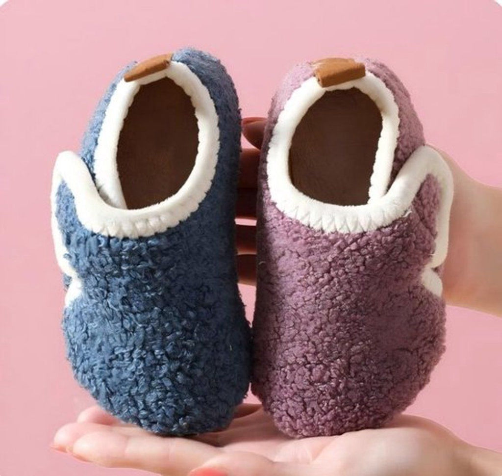 Children's Cotton Slippers, Non-Slip Warm House Slippers with Soft Lining for Indoor Winter Wear, Size 30/31, Inner Length 17.5 cm, Purple