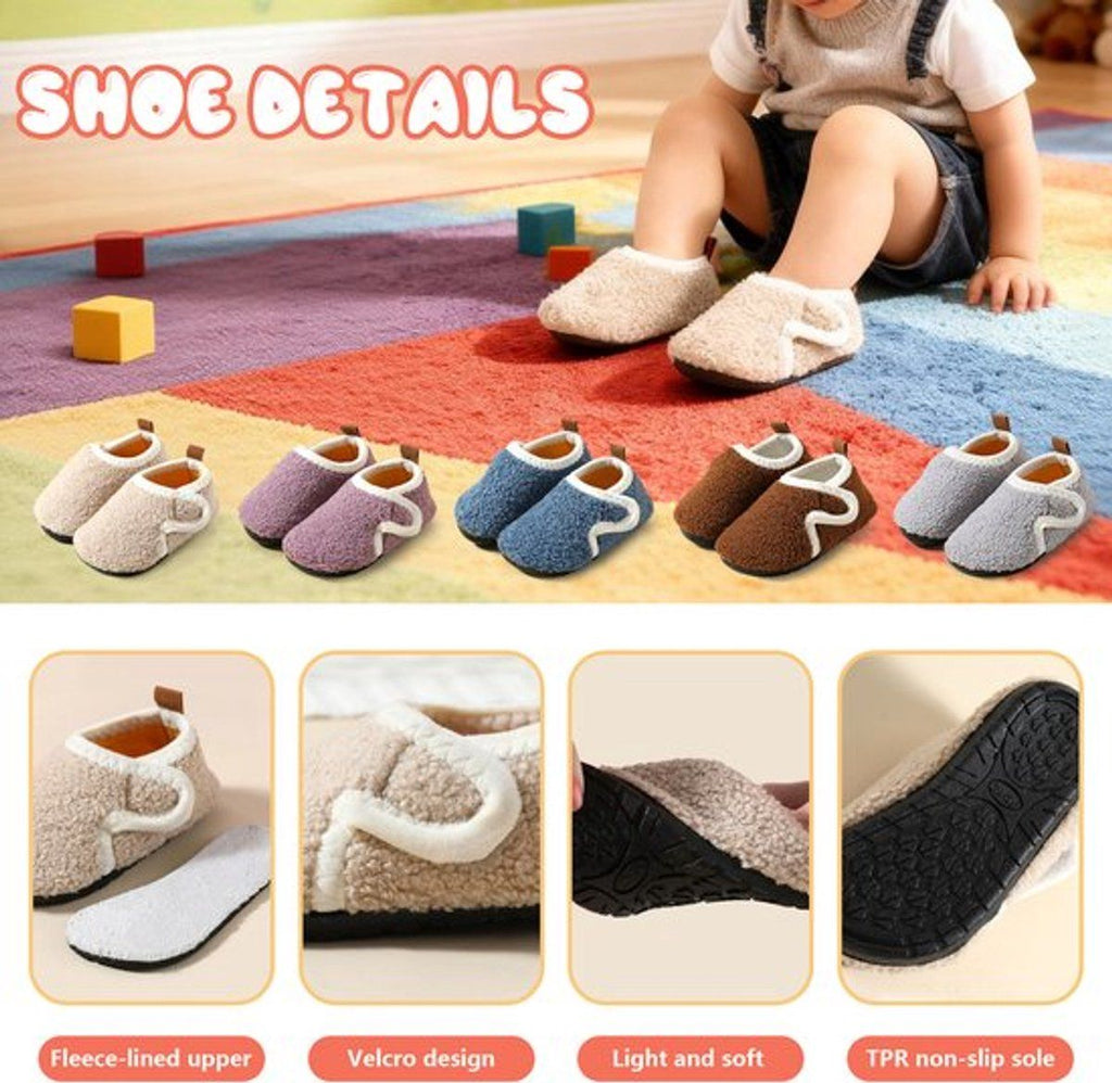 Children's Cotton Slippers, Non-Slip Warm House Slippers with Soft Lining for Indoor Winter Wear, Size 28/29, Inner Length 16.4 cm, Blue