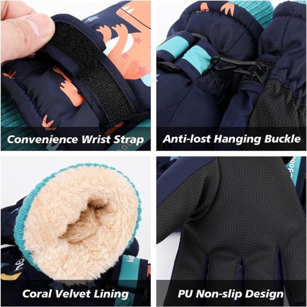 Winter Gloves, Warm gloves, children's gloves, mittens, children's waterproof gloves, for Cold Weather, Travel and Daily Winter Wear, Blue